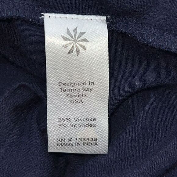 CAITE Navy Blue Lightweight 3/4 Sleeve Embroidered V Neck Tunic Top-S - Picture 8 of 9